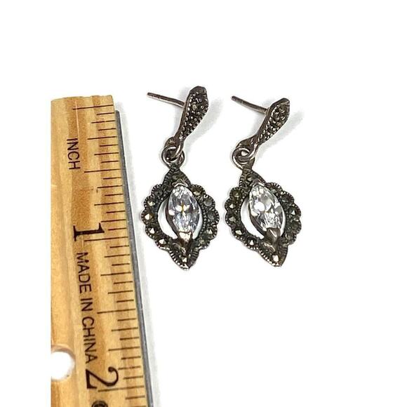 925 Marsala Earrings Sterling Silver Drops Dangles Vintage 4.20g - Picture 3 of 11